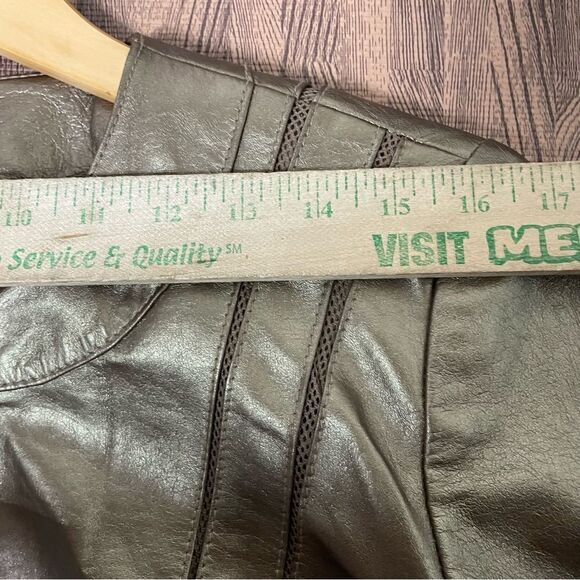 Bernardo Bronze Metallic Zipper‎ Leather Jacket Womens Size Large - Picture 10 of 13